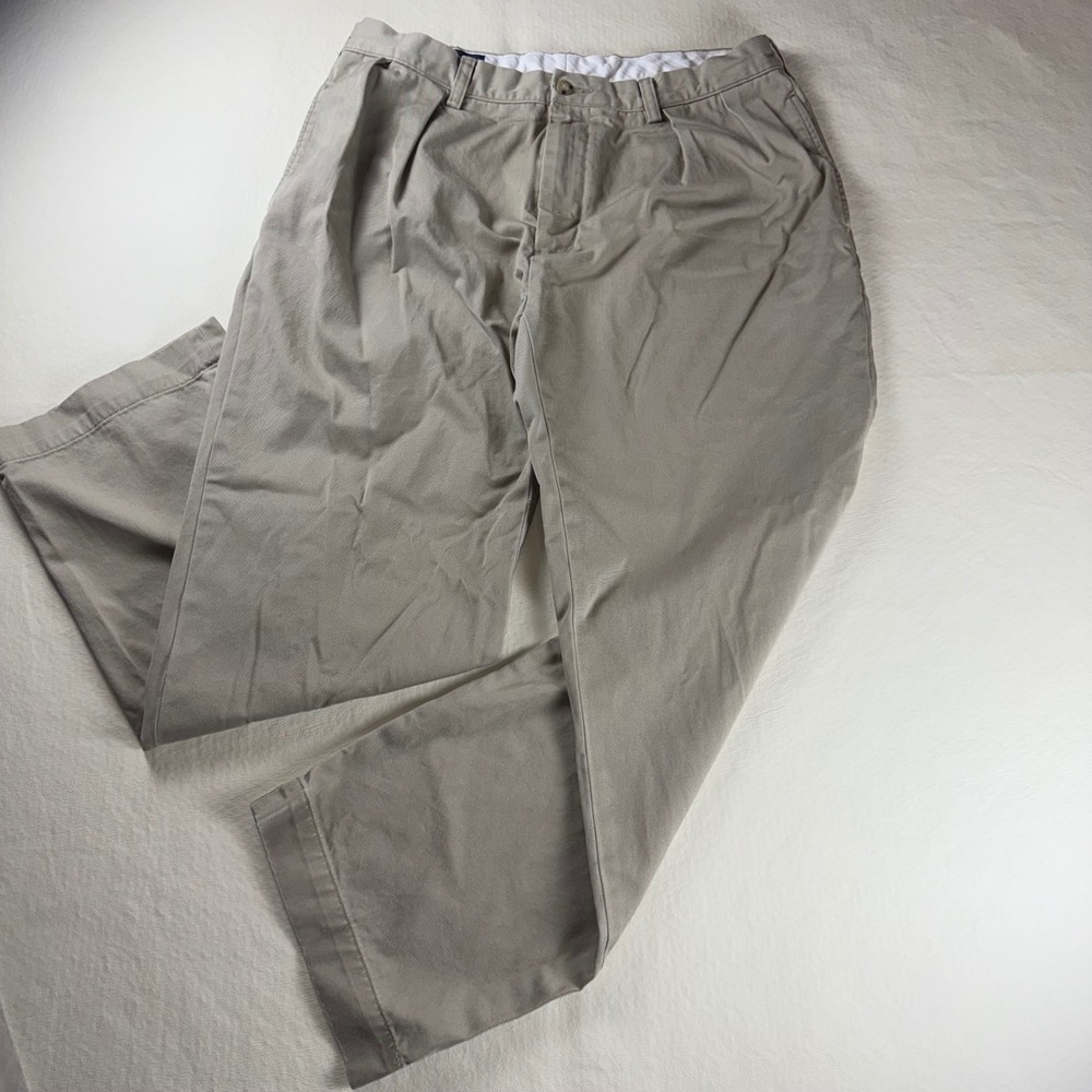 Polo Ralph Lauren Ethan Pant Mens 34x30 Khaki Tan Pleated Chino Trousers Cotton